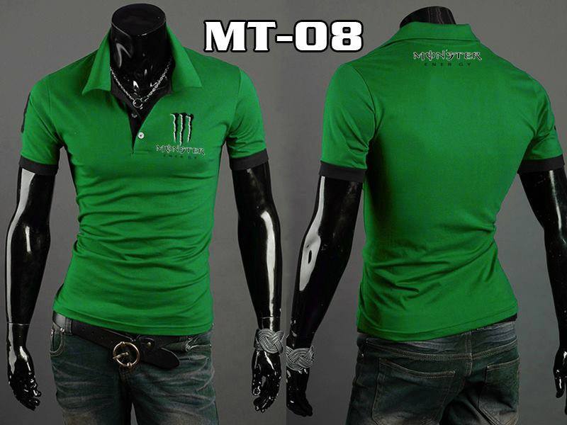 Áo thun polo form body Monster xanh lá