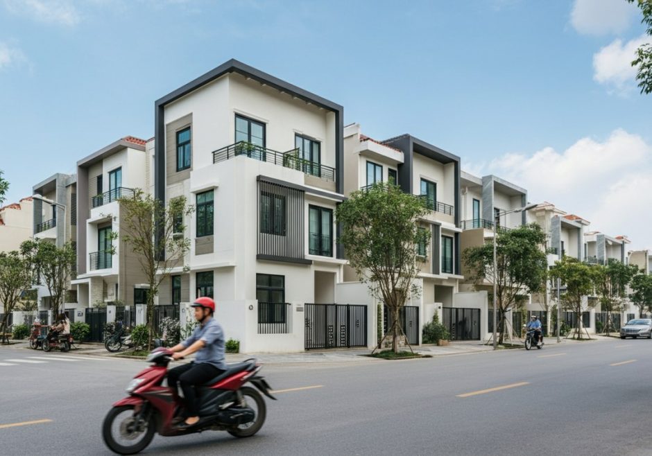 Dãy nhà phố mặt tiền hiện đại trên tuyến đường lớn